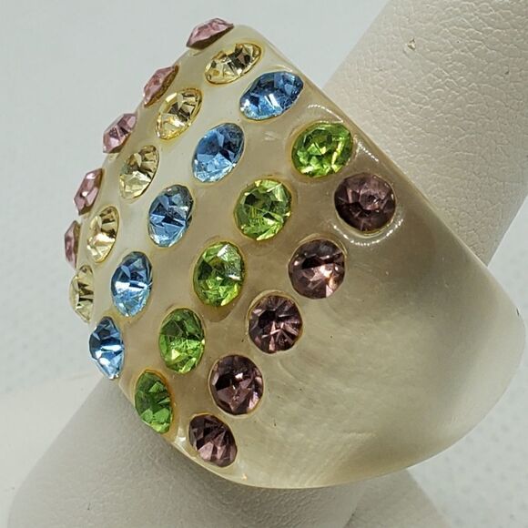 Clear Plastic Rhinestones Striped Ring - Picture 3 of 6